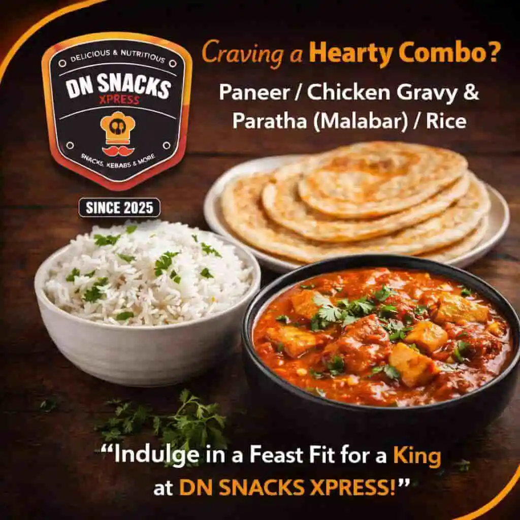 Hearty combo with gravy and rice/paratha